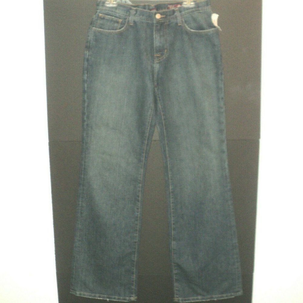 NEW People of the World Women's Jeans Size 34 Blue Flares Stonewashed Distressed